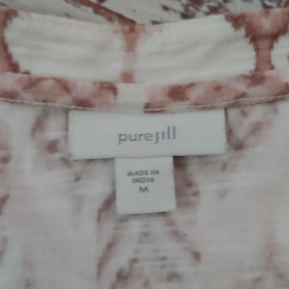 J. Jill Pink and White Cotton Patterned Blouse - Picture 5 of 8